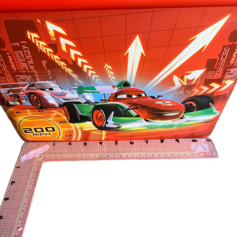 Disney Pixar Cars Lightning McQueen Red Plastic Storage Bin with Lid 8x11x8